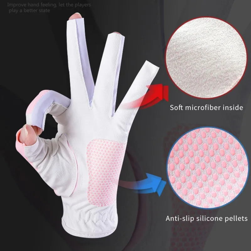 1Pair Women Golf Gloves Fingerless Soft Sport Ladies Girl Granules Anti-Skid Glove Left And Right Hand Elegant Mittens - купить по