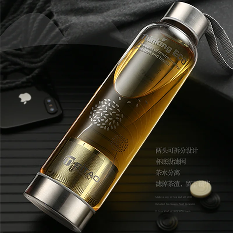 Стеклянная чашка портативная термостойкая Студенческая ручная для мужчин и