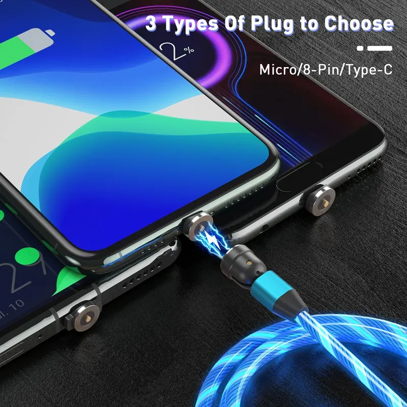 

Q-C-S-J 540 Rotation LED Lighting Fast Charging Magnetic USBCable Type C Magnetic Charger USBC Cable USBMicro Wire for iPhone 12