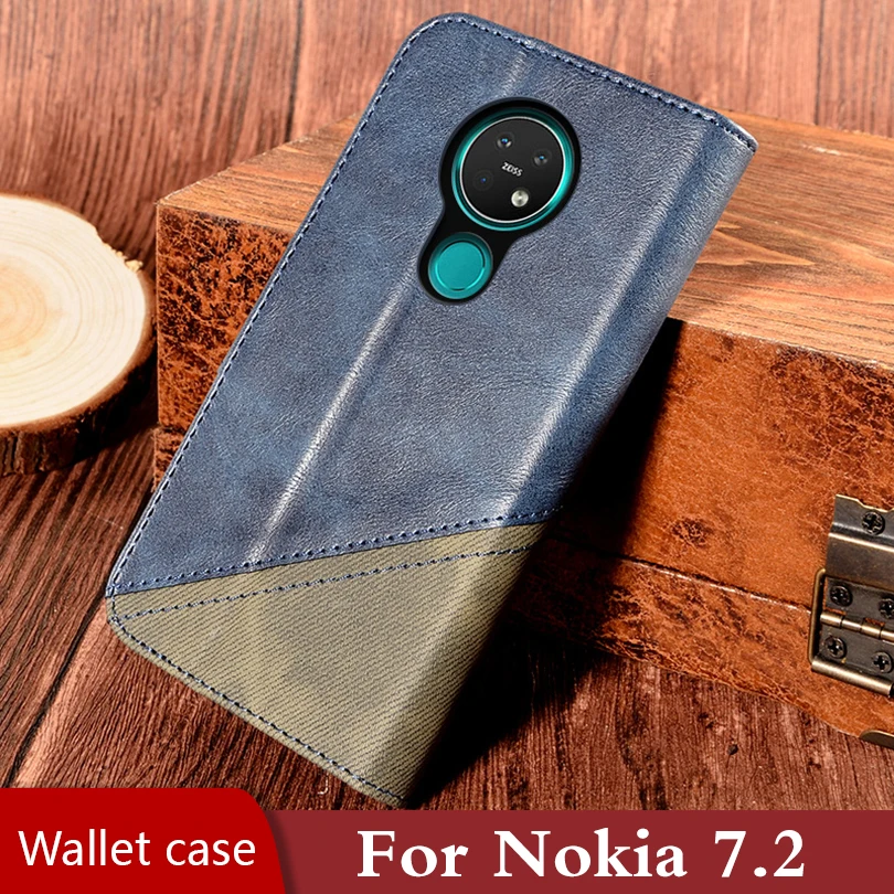 Кожаный чехол-кошелек для Nokia 6 2 противоударный чехол на магните телефона