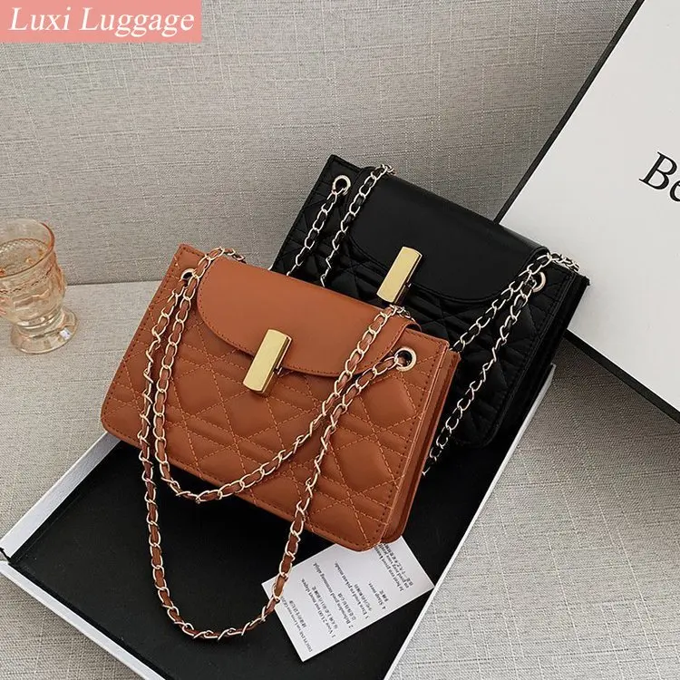 

Casual Small Black PU Leather Crossbody Bags for Women 2021 Chain Shoulder Handbags Women's Branded Trending Hand Bag Tote Bag