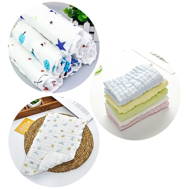 

6 Pcs/Pack Baby Infants Feeding Bibs Absorbent Soft Gauze Burp Saliva Towel Handkerchief Toddler Scarf Wash Cloth