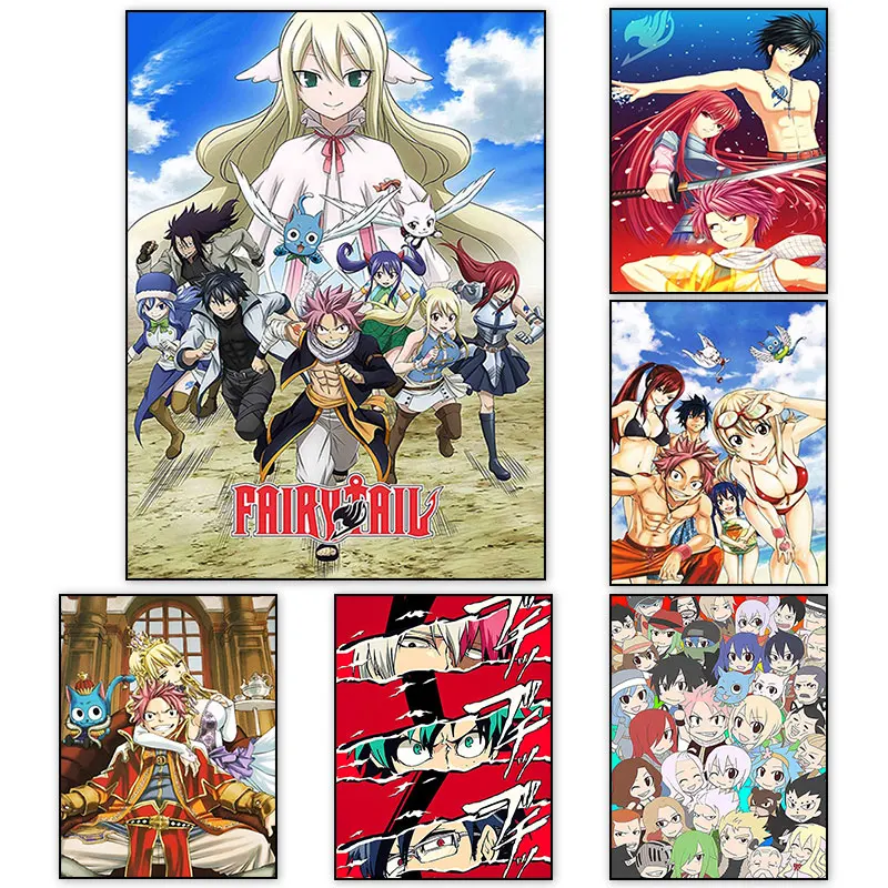 

FAIRY TAIL Anime Posters And Prints Natsu Japanese Manga Figure Canvas Painting Living Room Home Decoration HD Wall Art Pictures