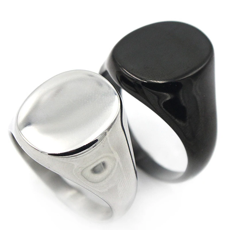 Модные гладкие круглые кольца из нержавеющей стали черного цвета в стиле панк