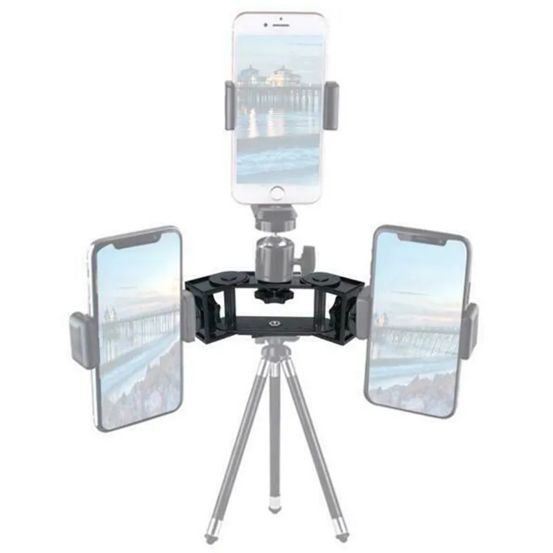 

1/4" Screw Triple Stand Holder Mount Bracket Adapter for Phone Camera Tripod