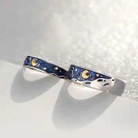 creative van gogh starry sky open lover fashion rings personality romantic men women couple jewelry couples rings gift wholesale