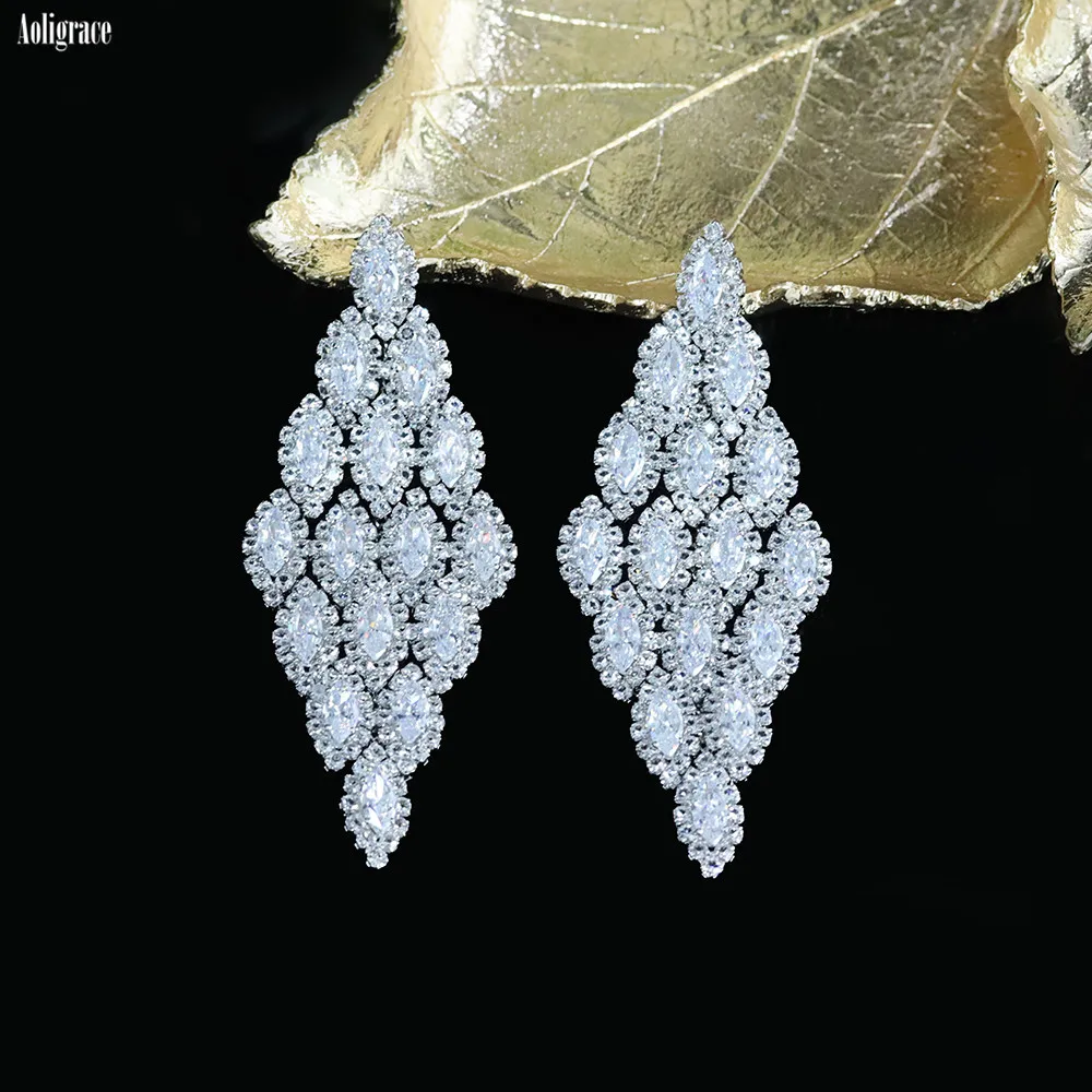 

Висячие серьги с кубическим цирконием ААА, для свадьбы, выпускного вечера, подружки невесты, висячие серьги, подарки на юбилей, день рождени...