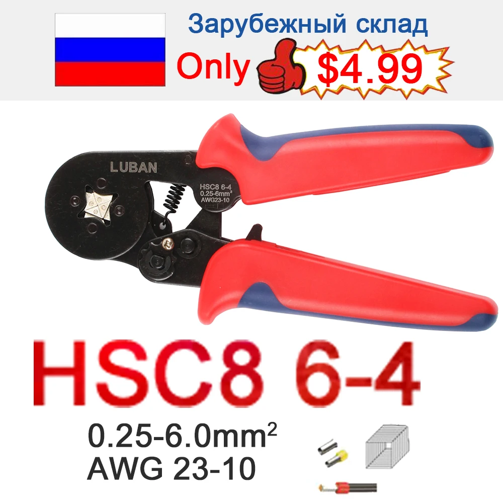 

Распродажа плоскогубцев HSC8 6-4 многофункциональные инструменты обжимные плоскогубцы мини-типа 0,25-6мм2 прямые немецкие плоскогубцы ручные ин...