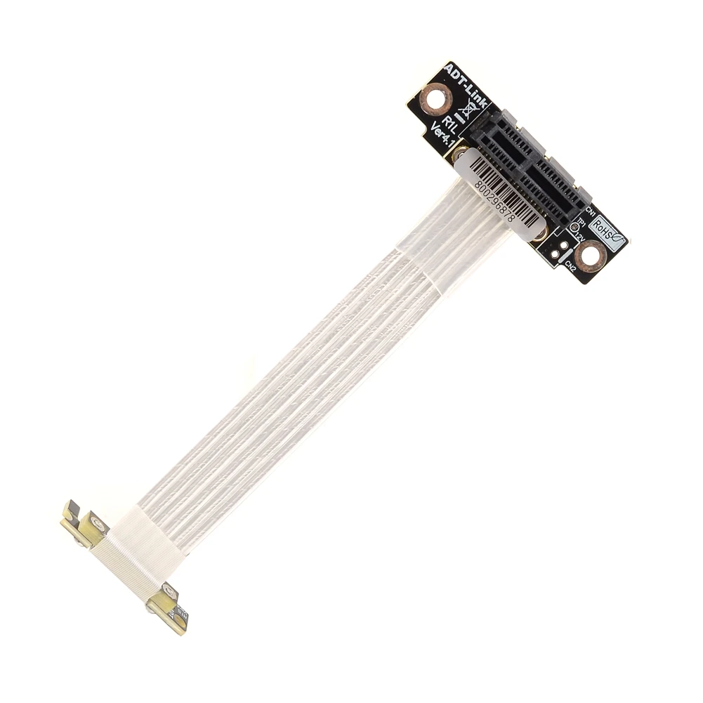 Кабель расширения PCIE 1x черный серебристый двойной 90 градусов PCI E 4 0x1 до x1 16 ГБ/Bps