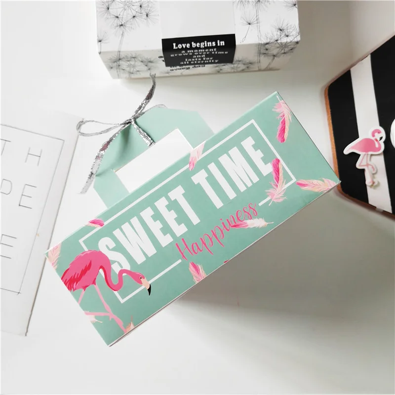 Коробка конфет с рисунком фламинго искусственная коробка для шоколада нуги