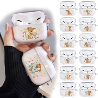bear letter cover case for airpods pro silicone transparent earphone case cute style bluetooth wireless earphone cover shell