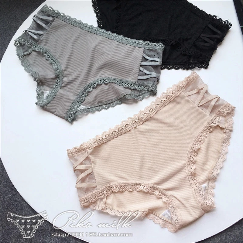 Ice Silk цветочные кружева Для женщин Прекрасный Крест сексуальные трусики нижнее