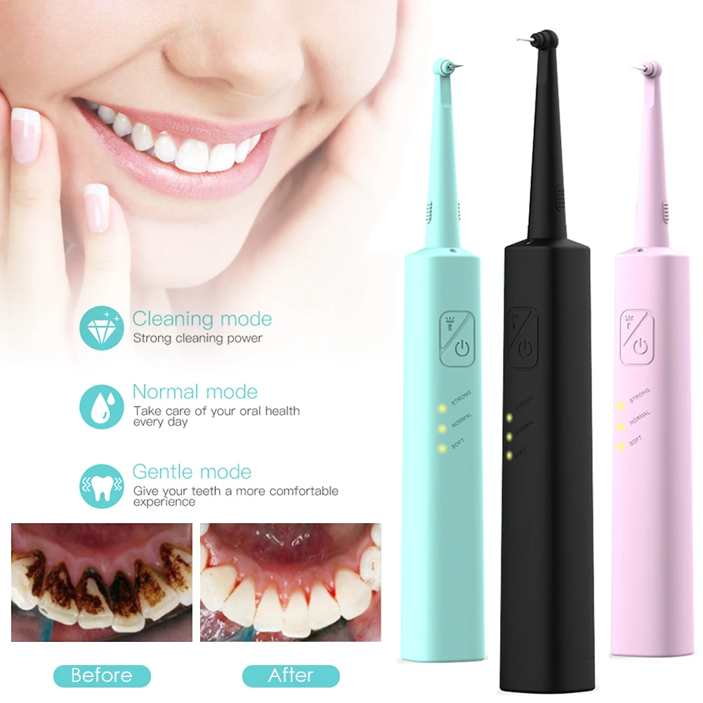 

3 Colors Electric Dental Cleaning Calculus Plaque Professional Remover Rechargeable Vibrating Tartar Remover Teeth Cleaner