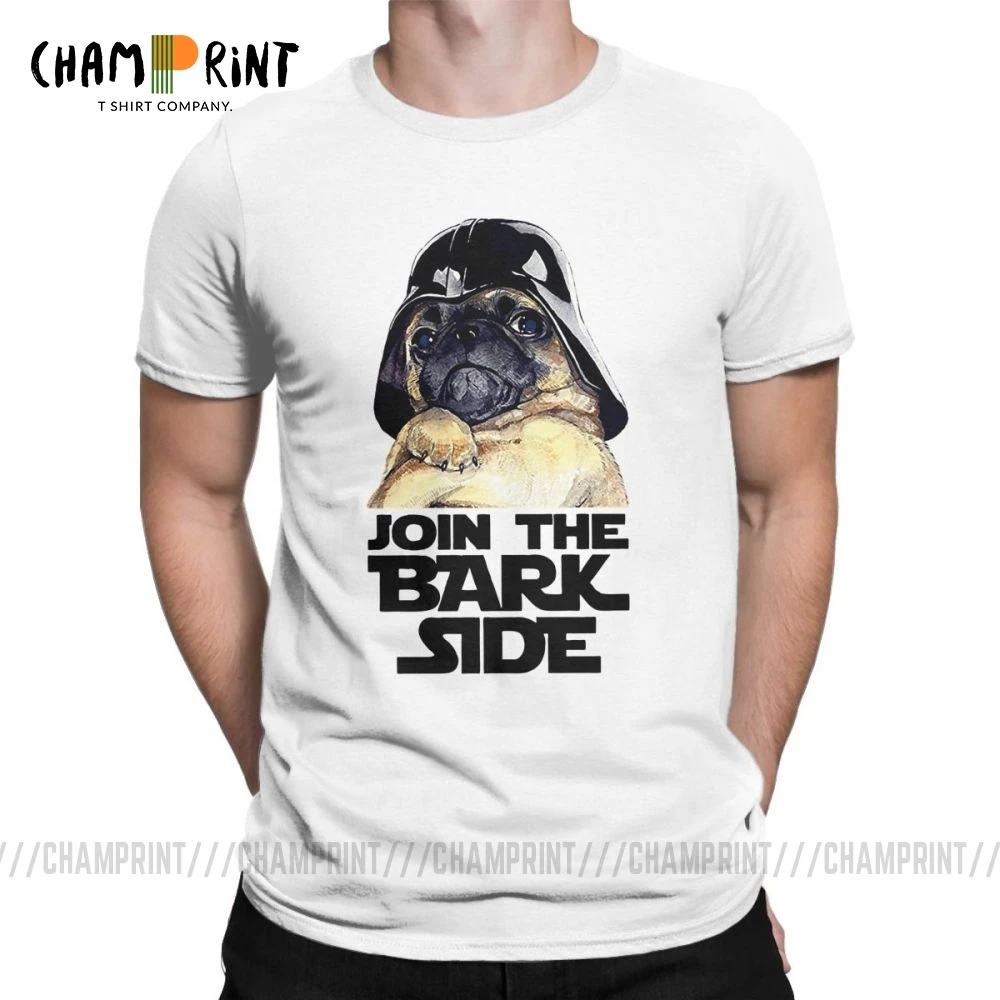 Смешная футболка для мужчин Enjoin The Bark Side Pug с коротким рукавом принтом круглым