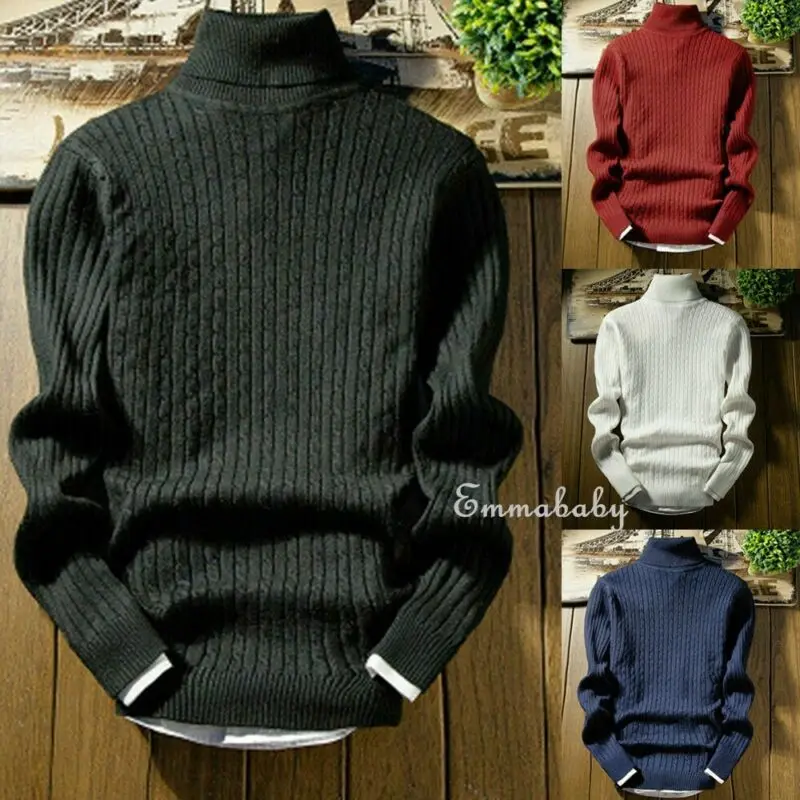 Горячая Распродажа 2020 мужской свитер с высоким воротником зимний облегающий