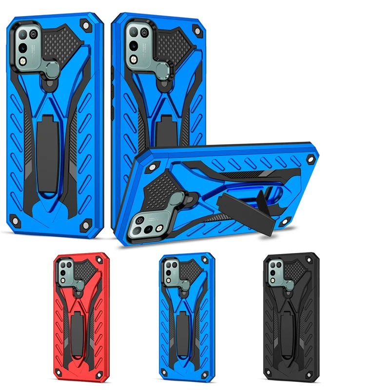 anti knock armor shockproof phone case for infinix hot 10 9 play 10s nfc 10 lite smart 5 kickstand holder protective back cover free global shipping