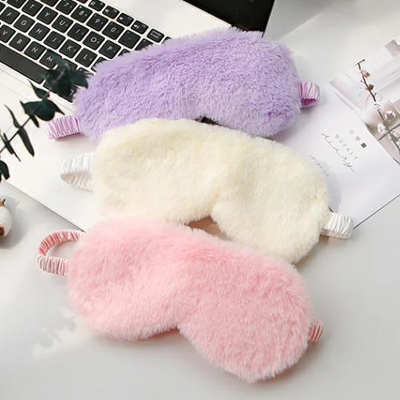 

Rabbit Fur Blackout Sleep Eye Mask Breathable Skin-Friendly Plush Eye Mask Relieve Eye Fatigue Cute Home Eye Shield