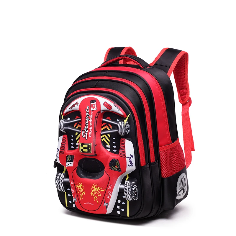 

2021 Hot 3D EVA car children schoolbag racing Three dimensional waterproof schoolbag Boys and girls Lovely kids Cartoon Backpack