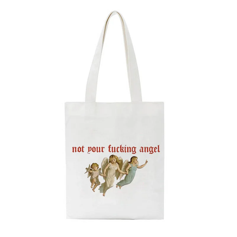 Новая забавная Повседневная Холщовая Сумка в стиле ретро с милым ангелом
