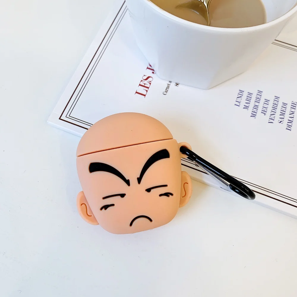 Kuririn 3D мультфильм Рик и Морти чехол для наушников s для AirPods 1 2 Bluetooth гарнитура зарядная Коробка Чехол для наушников силиконовый чехол с крючком - Цвет: Kuririn