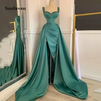 smileven green sweetheart formal evening gowns sexy beaded pearls prom dresses 2022 sexy side split satin evening party dress
