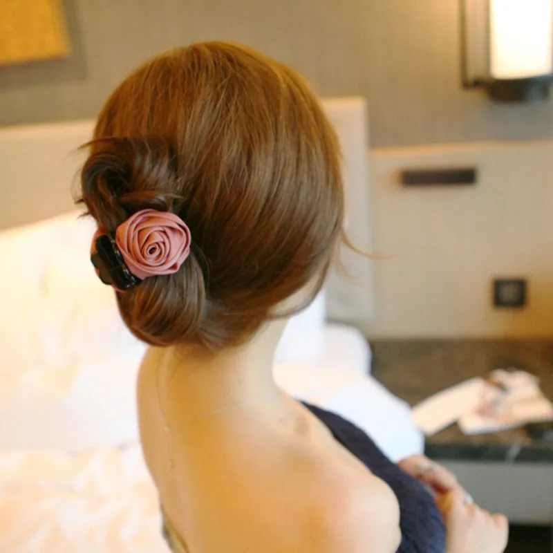 Женская заколка-краб для волос пластиковая заколка с цветами розы |