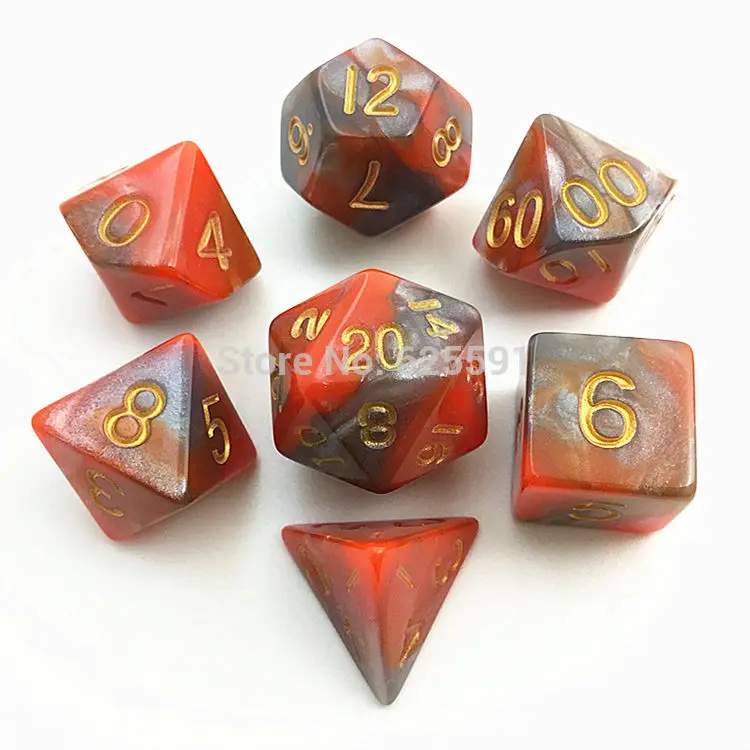 Новинка 7 шт./компл. разноцветные цифровые игральные кости набор RPG d4 d6 d8 d10 d % d12 d20