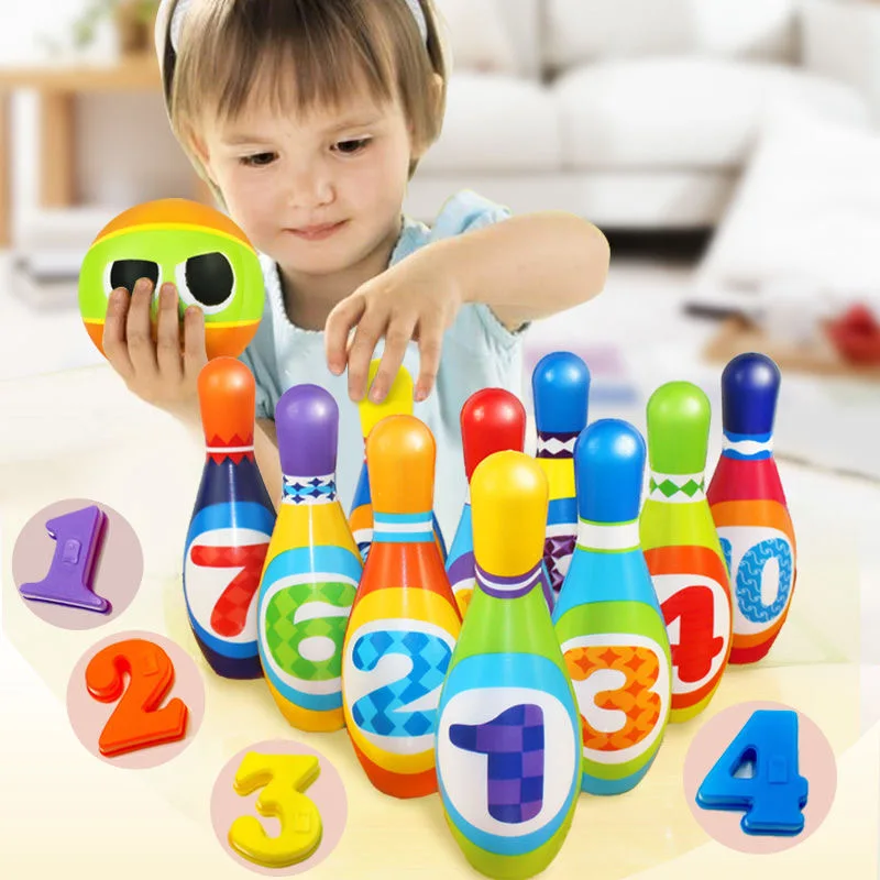 10 штифтов 2 мяча набор для боулинга детей красочные игры игрушки дома на открытом