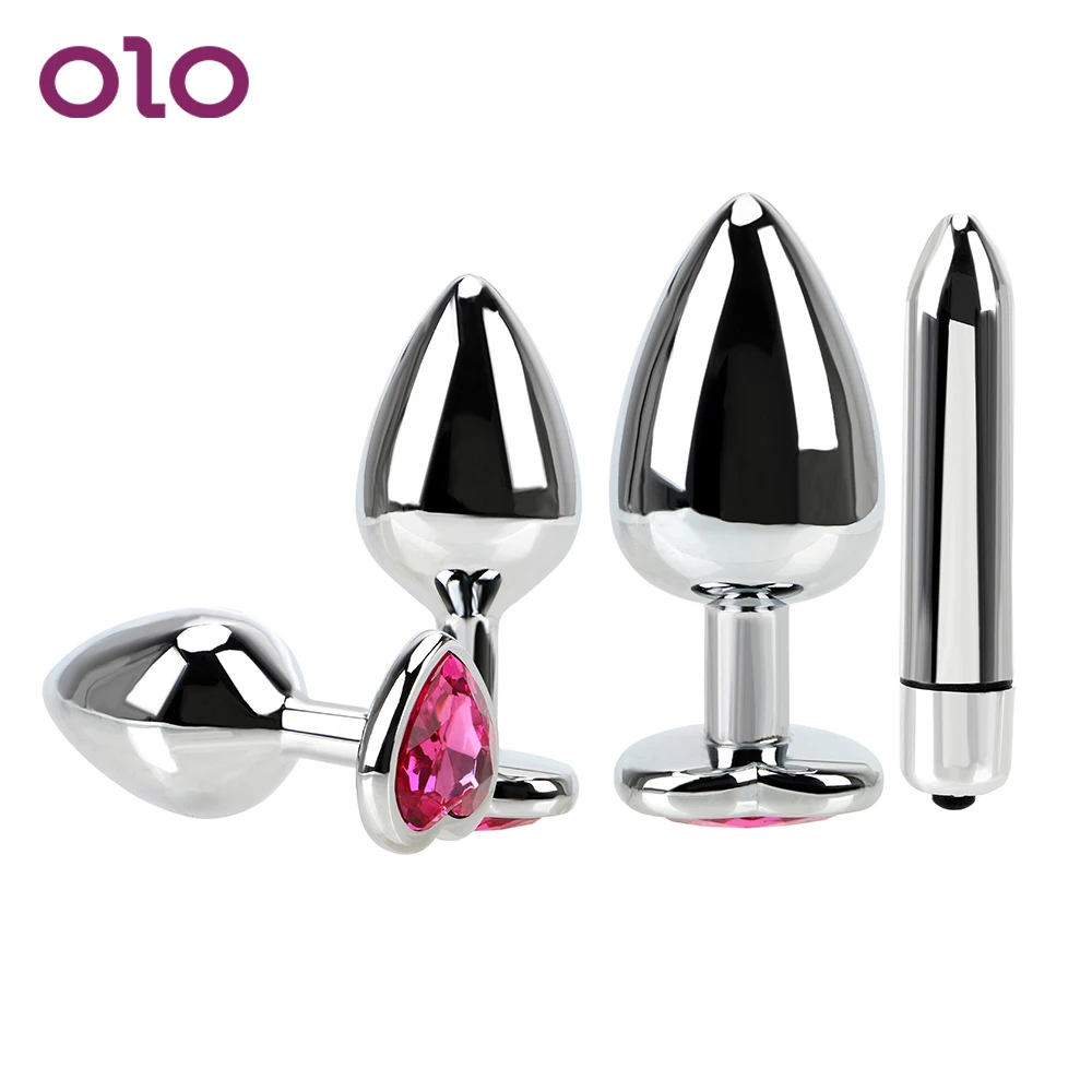 OLO Анальная пробка Вибраторы массажер простаты нержавеющая сталь Пуля Женская