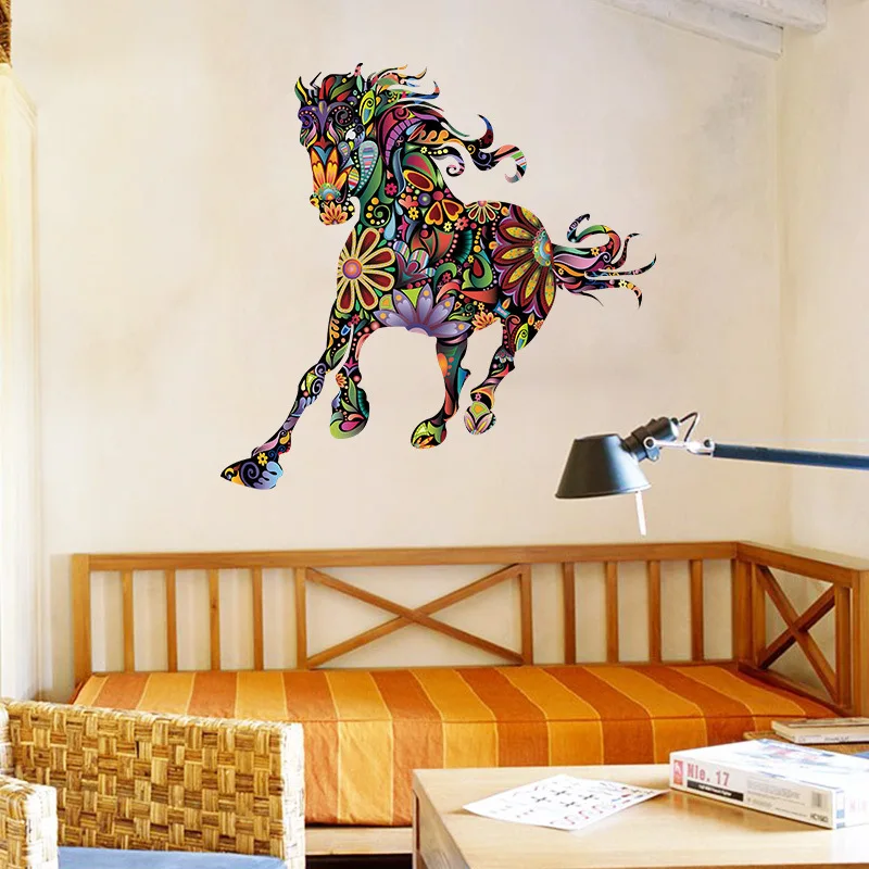 

60x90cm Color Horses Wall Stickers Room Decoration Restaurant Background Art Living Room Bathroom Room Decor Mirror Wall Sticker