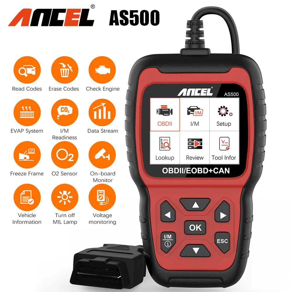 

Сканер диагностический Ancel AS500 OBD2, профессиональный автомобильный диагностический прибор, считыватель кодов, для проверки двигателя