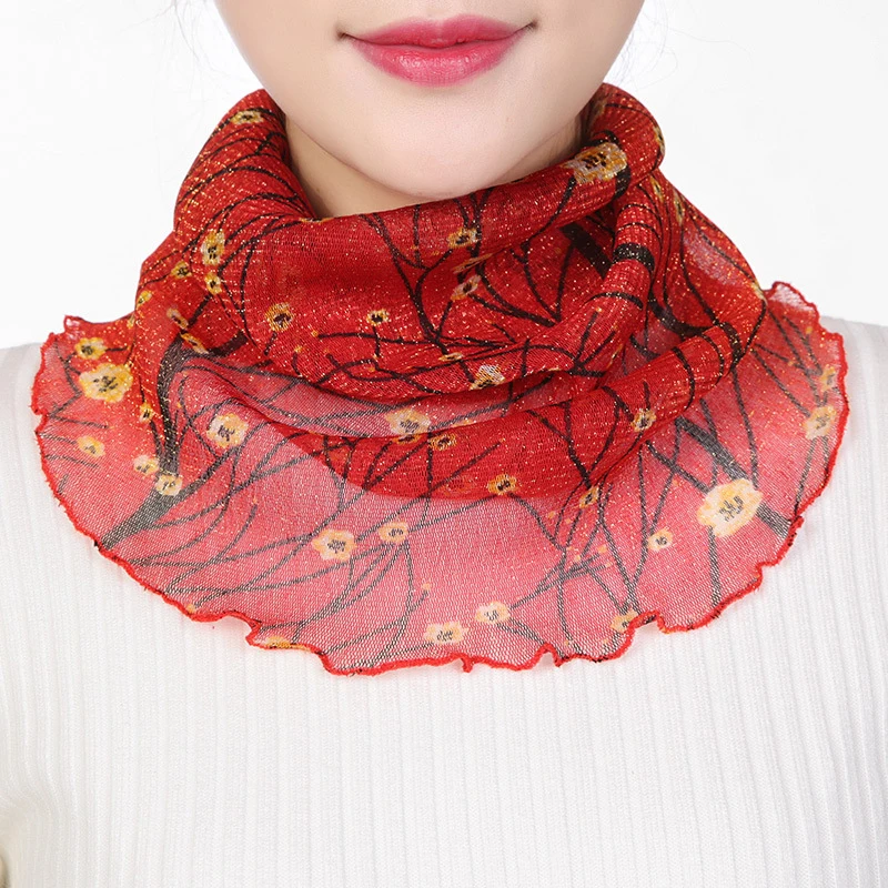 Весна лето шифоновый шейный шарф женский тонкий солнцезащитный широкий шелковый