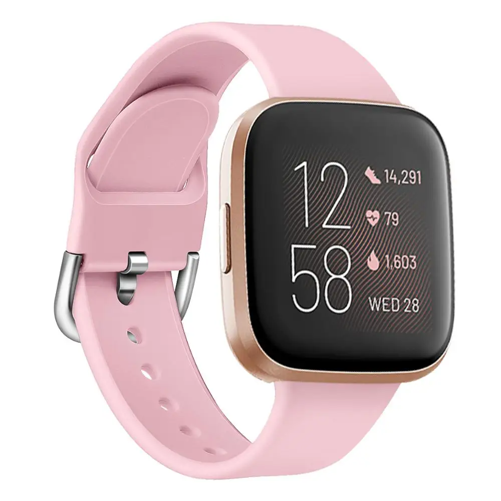Розовый Высококачественный чистый цветной Браслет для Fitbit Versa 2/Versa Lite водонепроницаемый сменный мягкий силиконовый ремешок для часов Correa - Цвет: Розовый