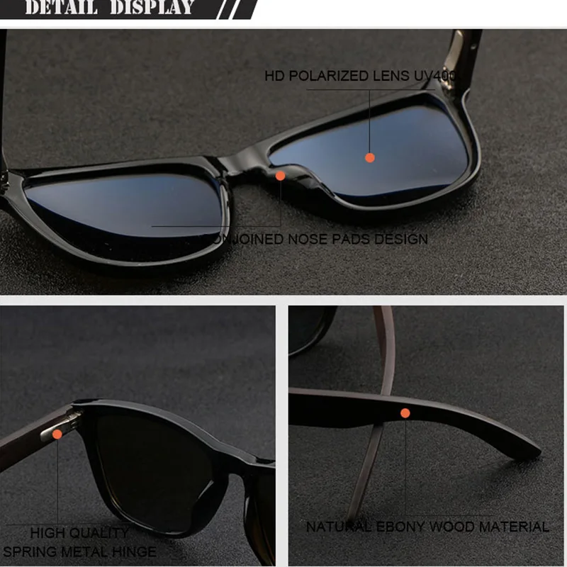 

Real Ebony Natural Wooden Sunglasses Men Polarized Fashion Sun Glasses Original Wood Oculos De Sol Wrap Female Male Pop It