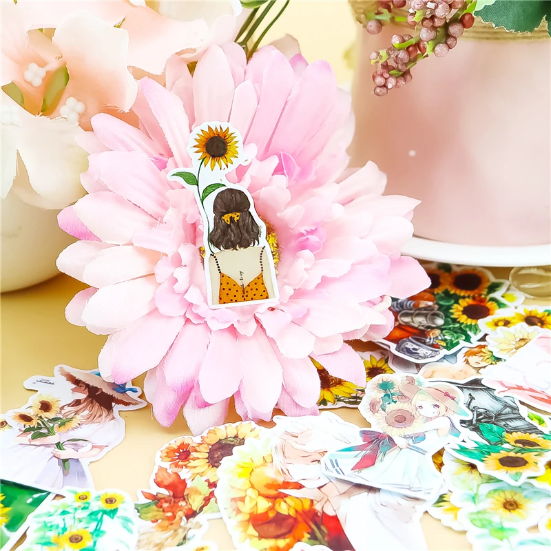 30 шт./упак. креативная Милая самодельная наклейка для скрапбукинга с подсолнухом