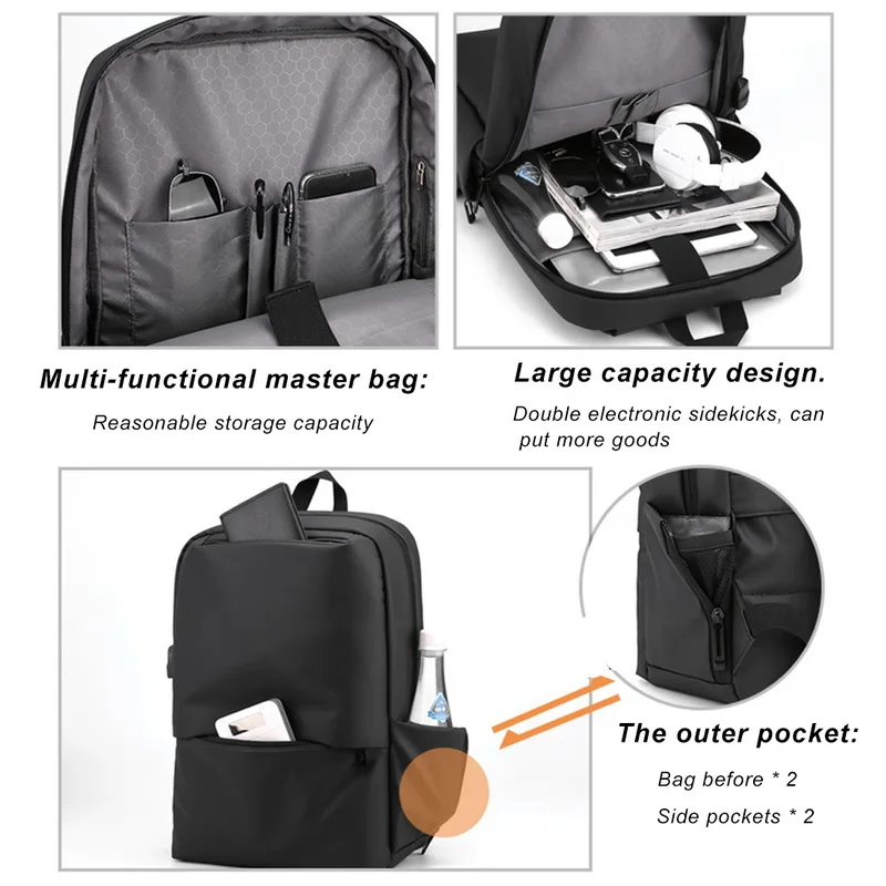 Расширяемый дорожный рюкзак для мужчин водоотталкивающий ранец ноутбука и
