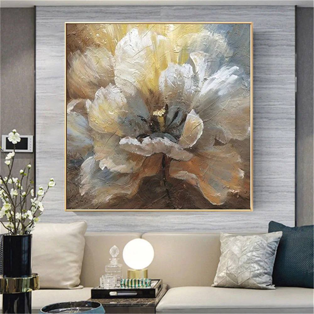

Hand-Painted Classical Oil Painting Blooming Flower Canvas Painting Home Decoration Wall Art Living Room Corridor decoration