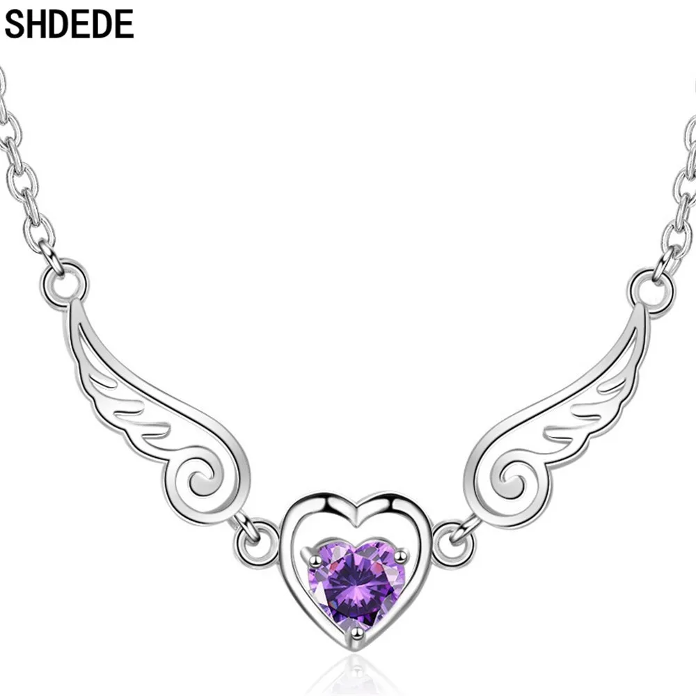 

SHDEDE 925 Silver Love Heart Pendant Necklaces Women Wedding Party Jewelry Gifts Embellished With Crystals From Swarovski -X367