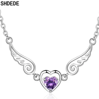 shdede 925 silver love heart pendant necklaces women wedding party jewelry gifts embellished with crystals from austrian x367