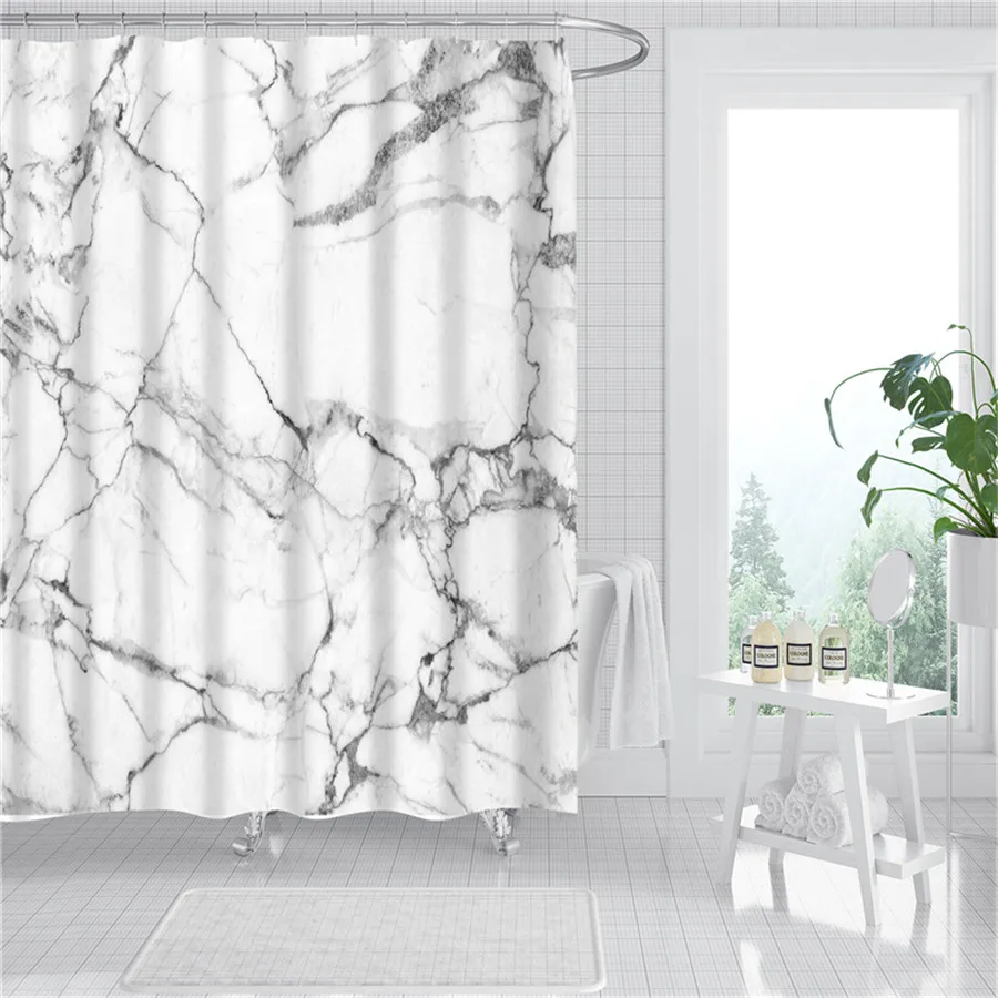 

Modern Geometric Print Bathroom Shower Curtains Partition Curtain Polyester Waterproof and Mildew Proof Bath Decoration Curtain