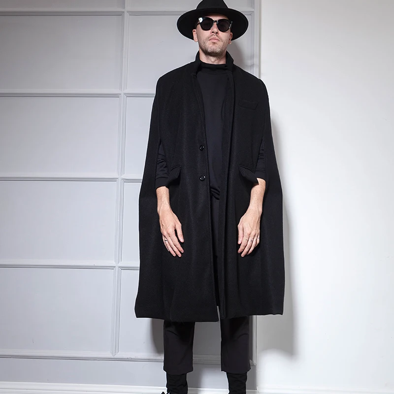 Пальто мужское длинное выше колена простая свободная брендовая накидка в