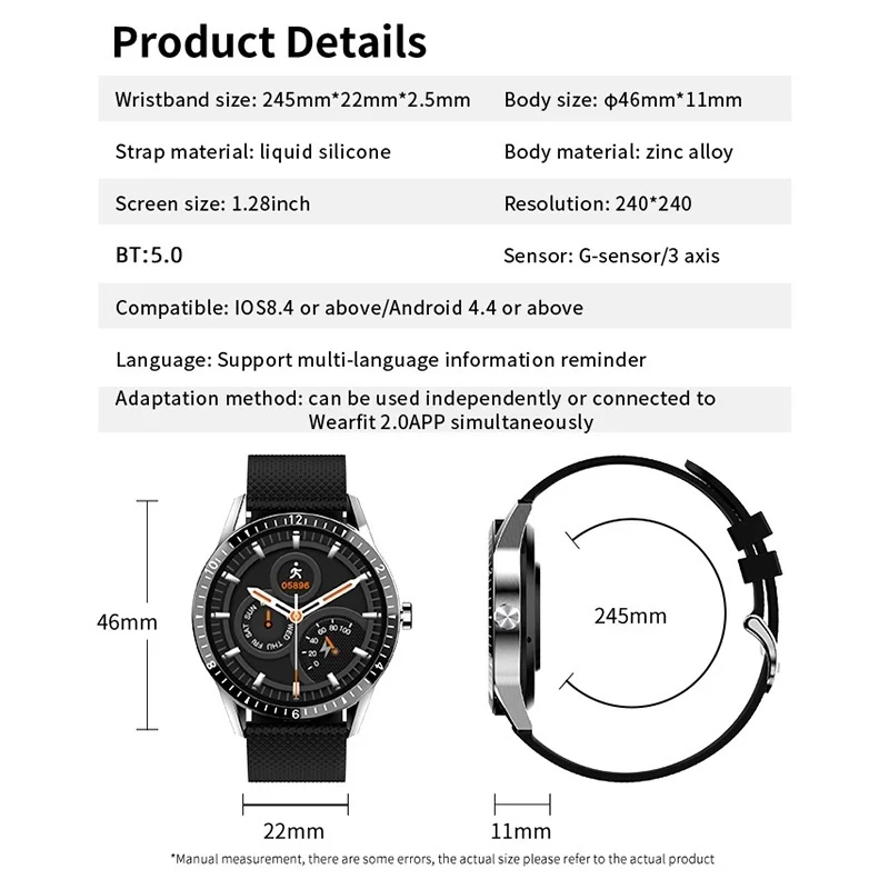 

Menâ€˜s Smartwatch Sport Smart Watch Heart Rate Blood Pressure Monitor Bluetooth Call Smart Bracelet for Android/IOS