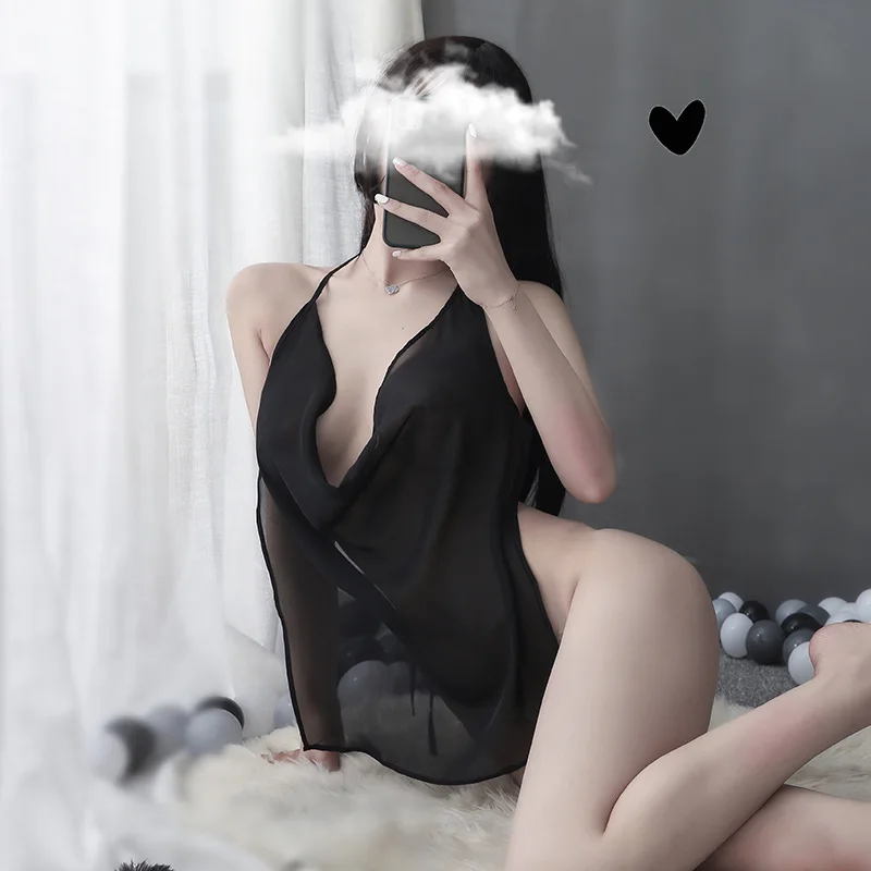 

Черное увлекательное нижнее белье, шифоновая сумка для живота, сексуальное женское классическое белье на бретельках для взрослых