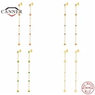 Автоклав 925 серебро с длинной бахромой Star разноцветный Цирконий Серьги со шпилькой, для женщин, пирсинг серьга серьги ювелирные изделия Pendientes