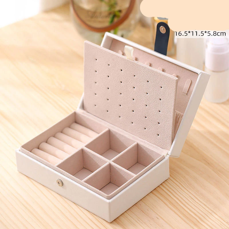 

PU Leather Universal Jewelry Organizer Display Travel Jewelry Case Boxes Portable Jewelry Box Button Leather Storage Box