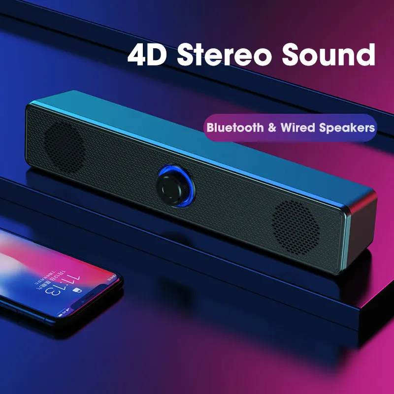 Динамики для компьютера 4D Surround Саундбар с Bluetooth и проводным сабвуфером звуковая
