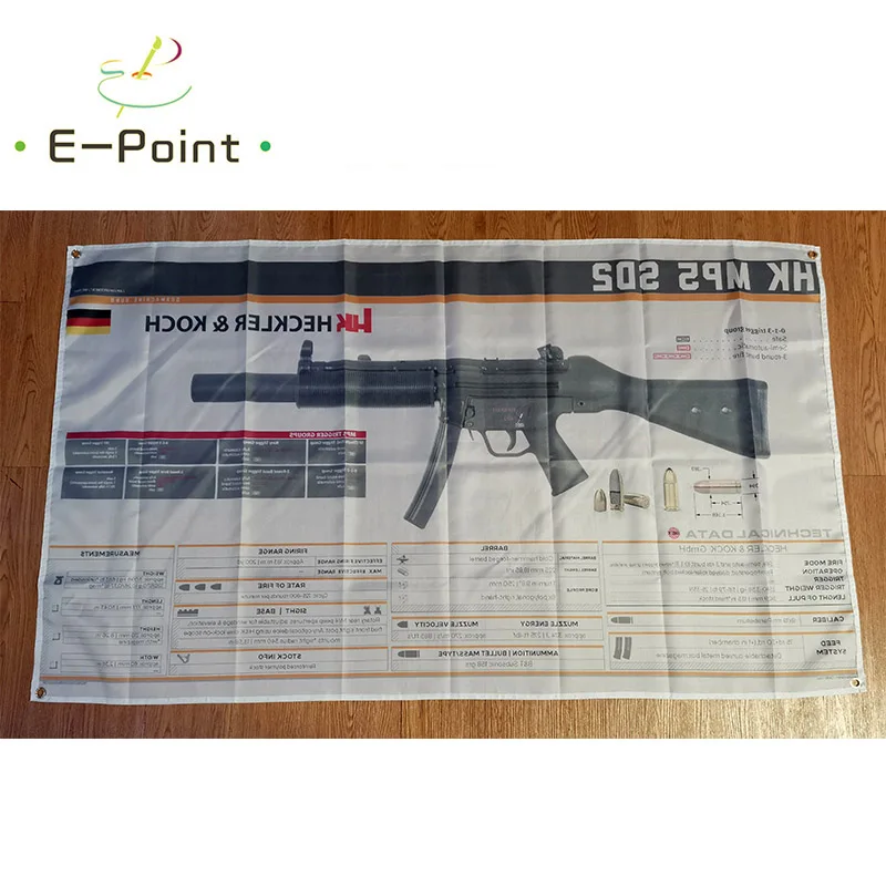 Heckler &amp Koch HK MP5 SD2 флаг оружия 3 фута * 5 футов (90*150 см) размер рождественские