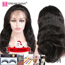 DreamDiana бразильский объемный волнистый полный кружевной парик Remy
