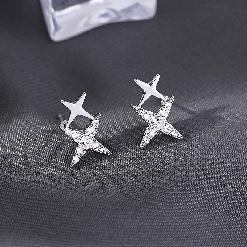 Серьги гвоздики с двойной звездой женские модные гипоаллергенные серьги