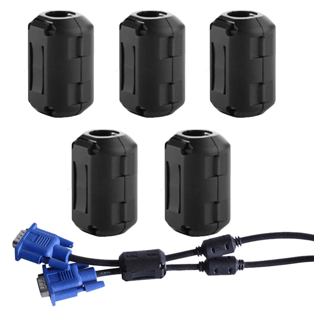 

5pcs Ferrite Core Cord Ring Choke Bead RFI EMI Noise Suppressor Filter for Power Cord USB Antenna Audio Cable 3.5mm/ 5mm